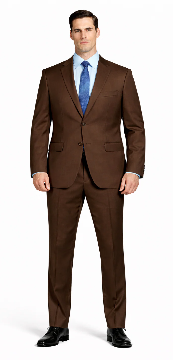Tiglio Brown Two-Button Wool Suit - Image 7