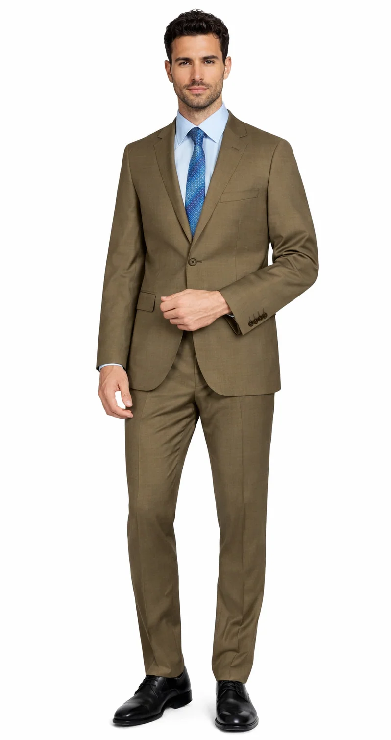 Tiglio Camel or Taupe Two-button Wool Suit - Image 2