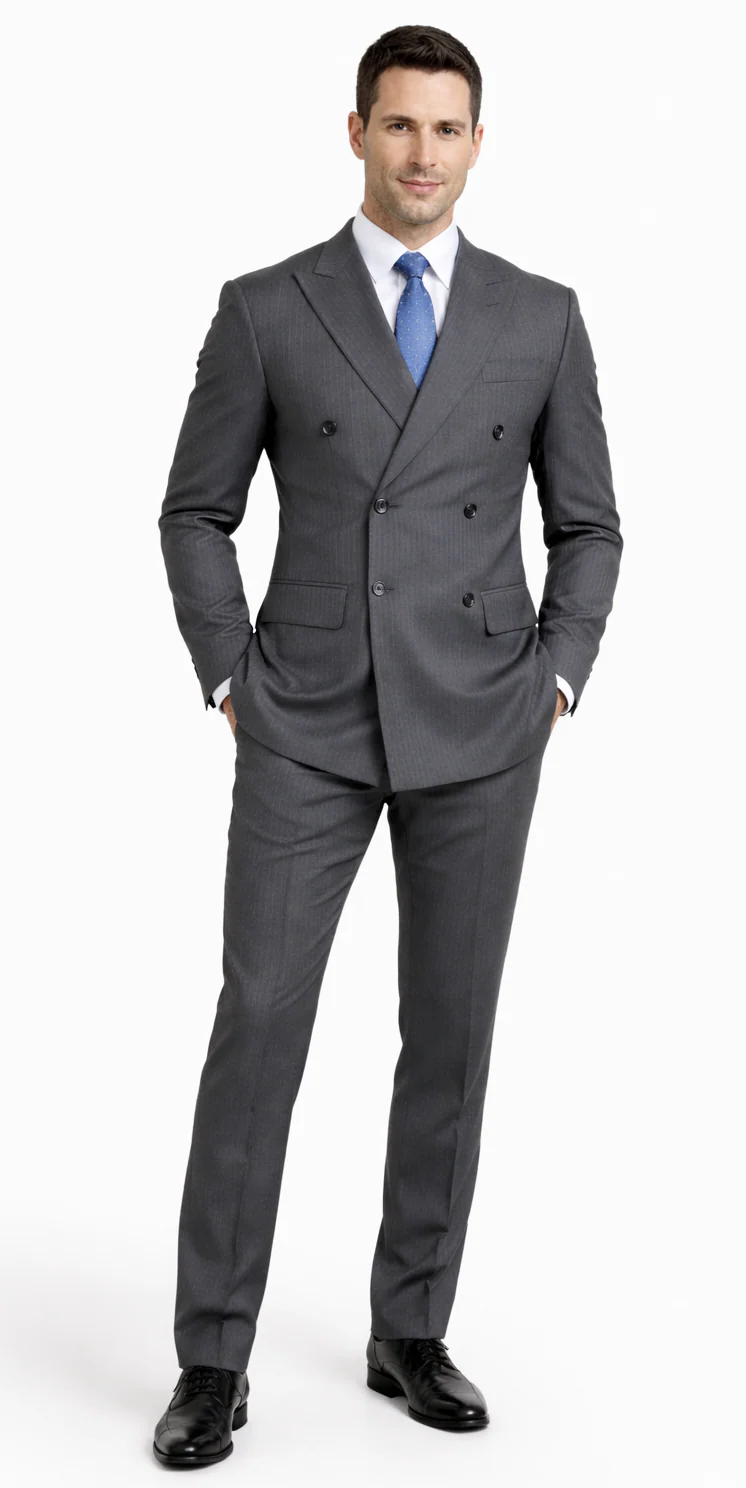 Tiglio Double-Breast Black, Grey, or Navy Wool Suit - Image 2