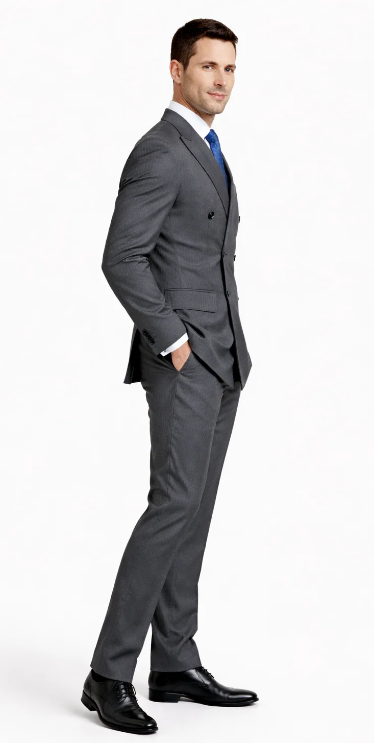 Tiglio Double-Breast Black, Grey, or Navy Wool Suit - Image 7