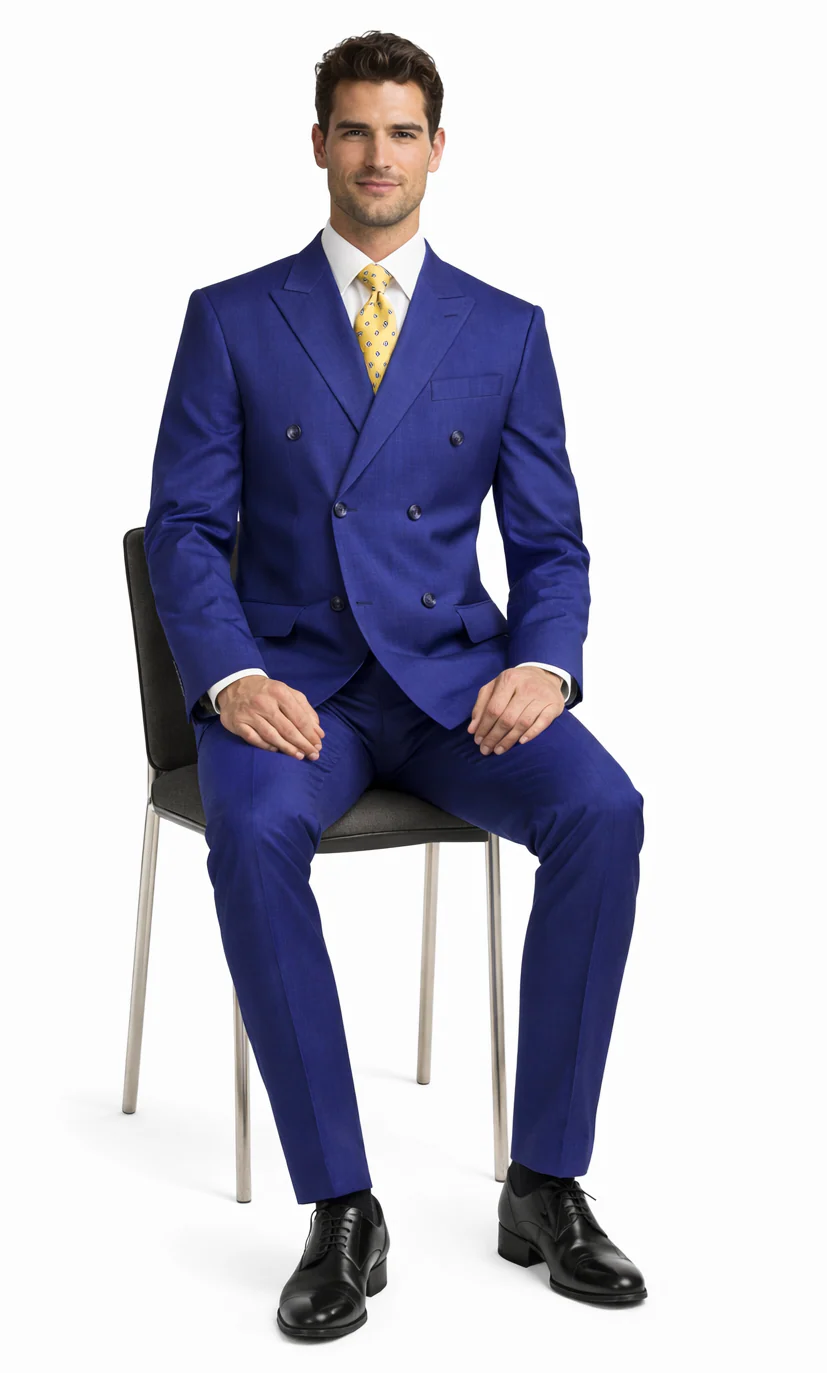 Tiglio Double-Breast Black, Grey, or Navy Wool Suit - Image 9