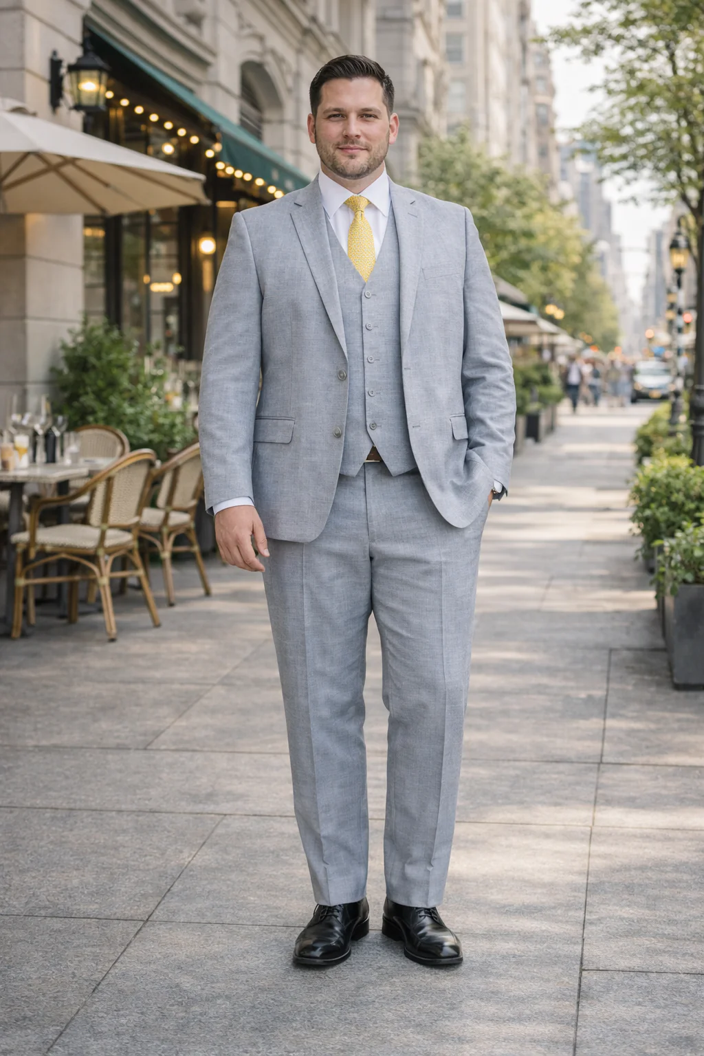 Tiglio Light Gray Suit for Men – Elegant Wedding and Business Formal Suit - Image 3