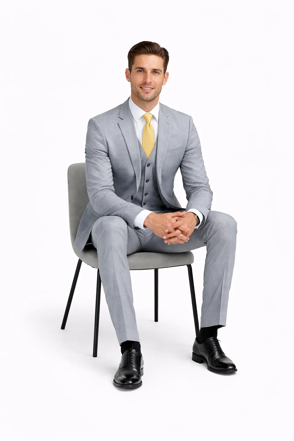 Tiglio Light Gray Suit for Men – Elegant Wedding and Business Formal Suit - Image 5