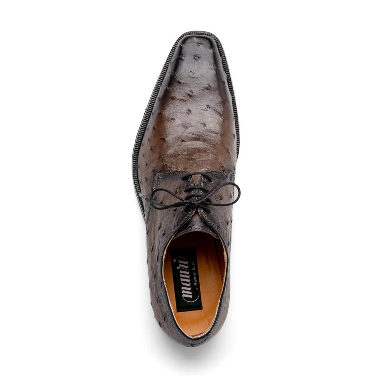 Mauri Italy Men's Ostrich Shoes Brown Burished Toe Dillinger - Image 2