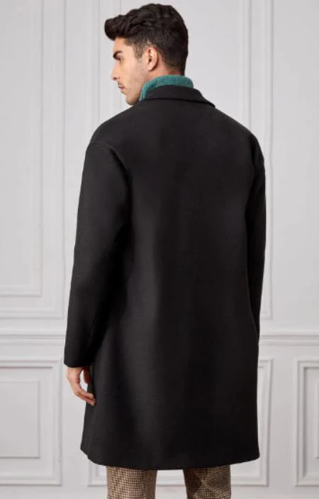 Men Lapel Collar Double Breasted Overcoat - Image 2