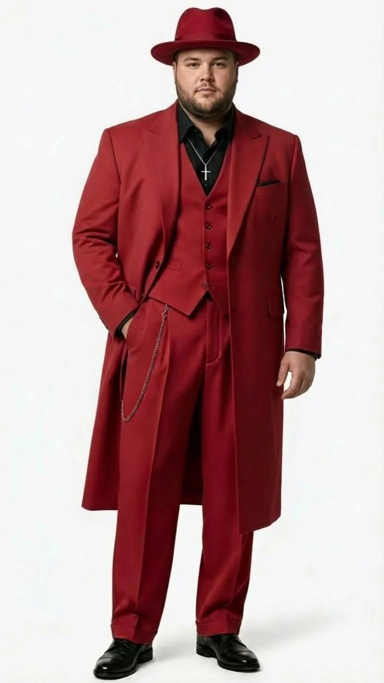 Men’s 1920s Red Zoot Suit – Long Mafia Gangster Three-Piece Vintage Outfit Zuit Pachuco Style - Image 5