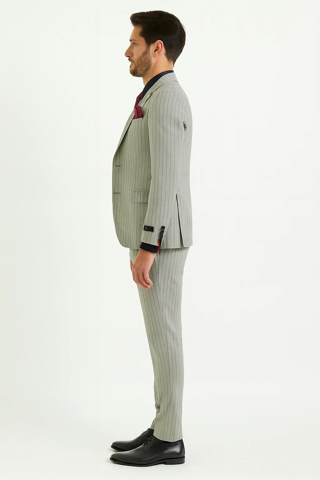 Men’s 3-Piece Light Grey Pinstripe Suit with Vest – Classic Business, Wedding, and Formal Attire - Image 4