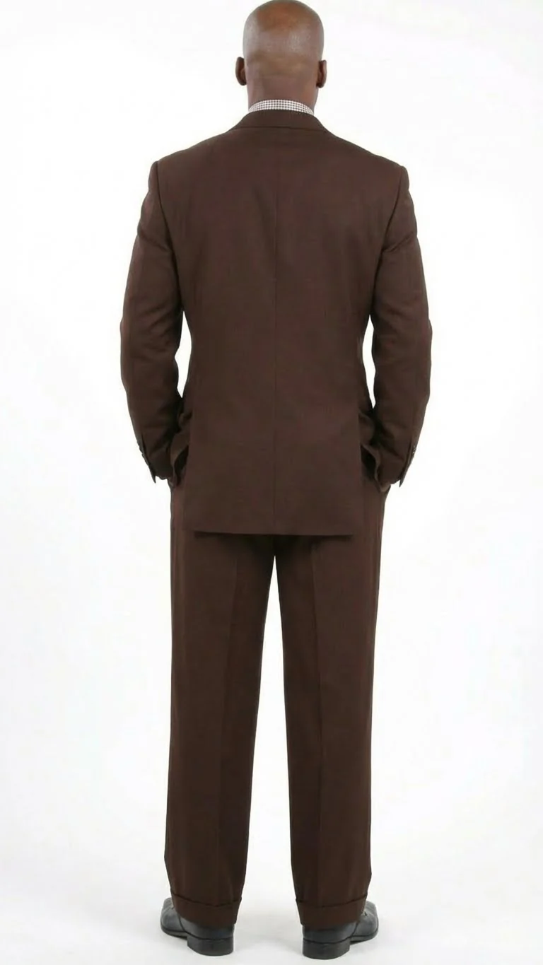 Men’s 6 on 3 Style Brown Double Breasted Suit with Wide Leg Pleated Pants, Classic Formal 2 Piece Dress Suit Set - Image 2