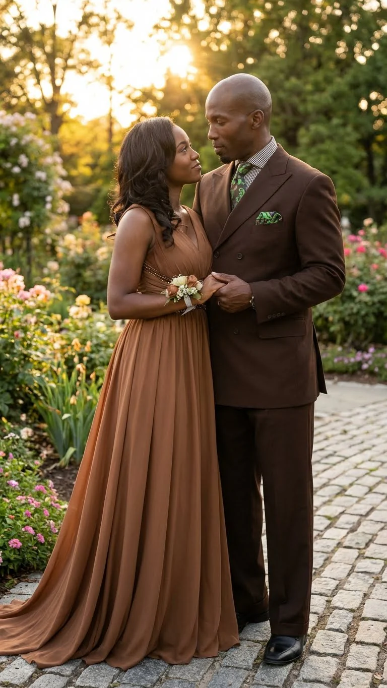 Men’s 6 on 3 Style Brown Double Breasted Suit with Wide Leg Pleated Pants, Classic Formal 2 Piece Dress Suit Set - Image 5