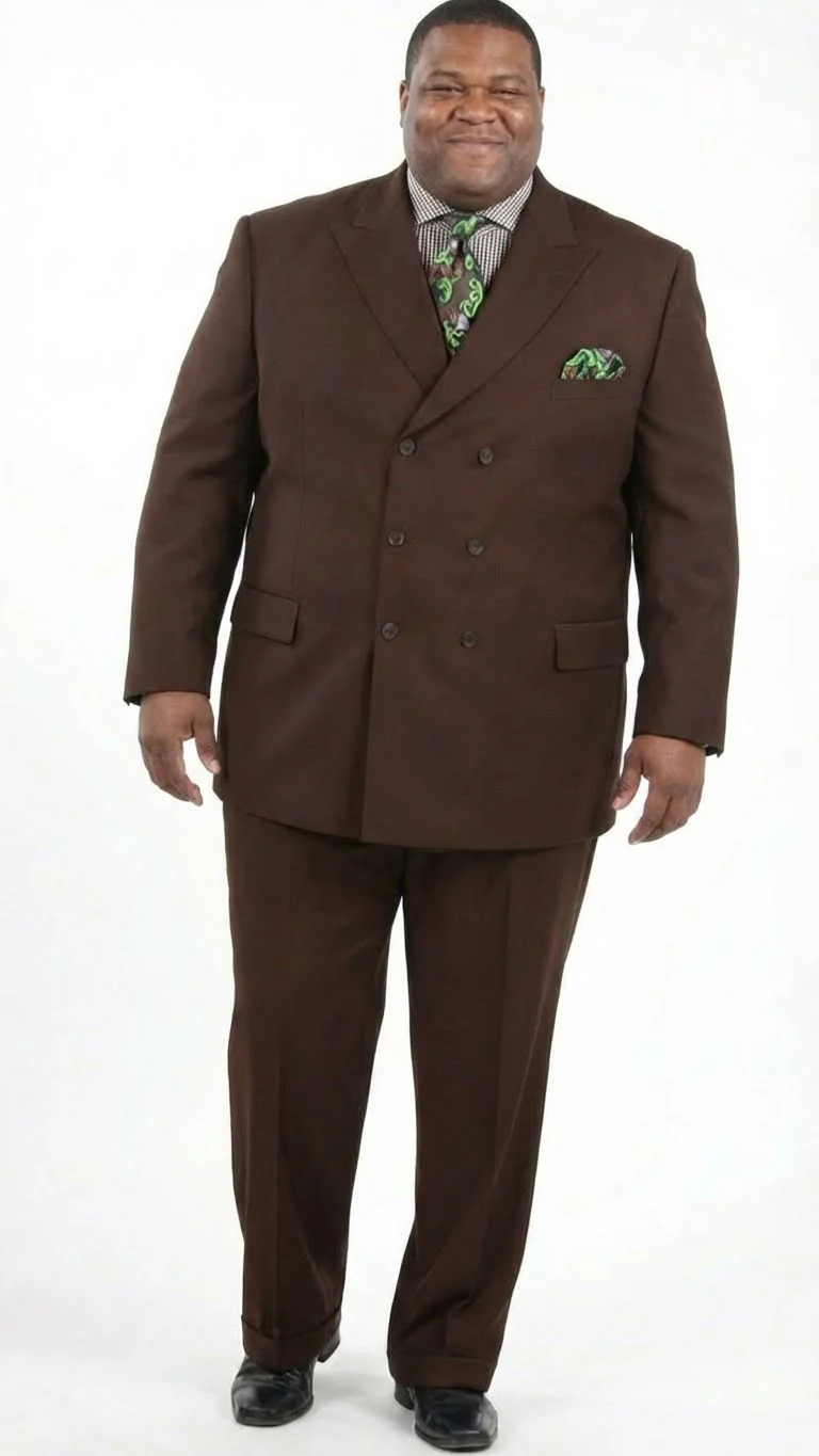 Men’s 6 on 3 Style Brown Double Breasted Suit with Wide Leg Pleated Pants, Classic Formal 2 Piece Dress Suit Set - Image 9