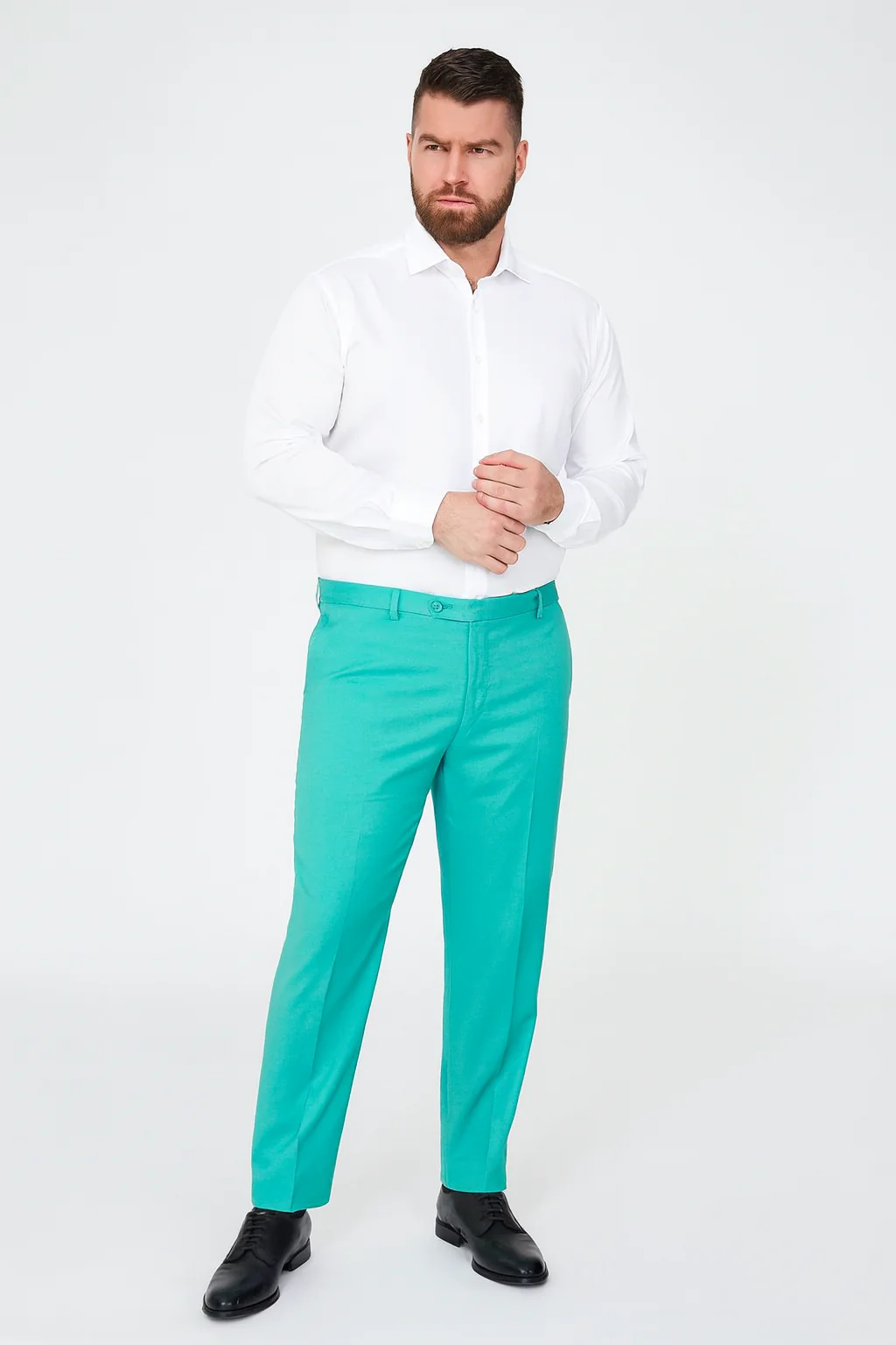 Men’s Aqua Dress Pants – Slim Fit Stylish Formal Trousers for Parties and Casual Wear in Turqoise Color - Image 5