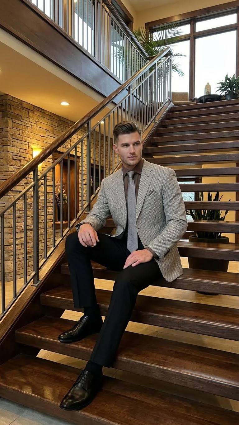 Men’s Black and White Houndstooth Blazer Jacket, Classic Formal Sport Coat for Business, Wedding and Dress Wear - Image 10