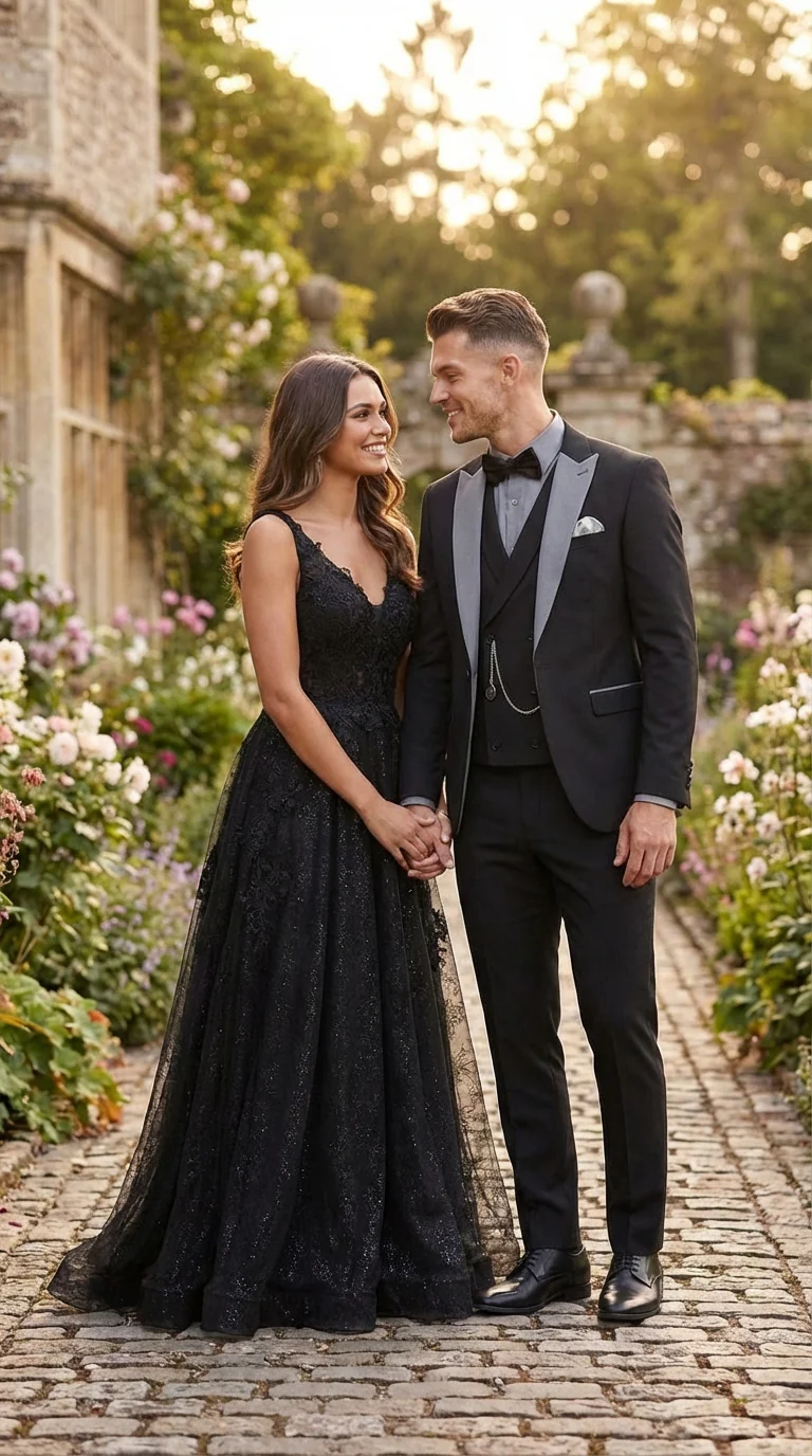 Men’s Black And White Lapel 3 Piece Tuxedo Suit with Silver Gray Satin Lapel | Formal Wedding Prom Suit Set - Image 10