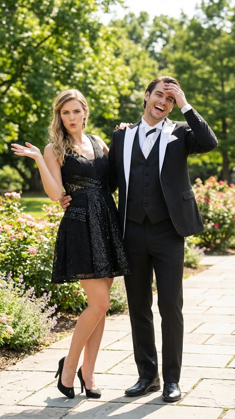 Men’s Black and White Lapel Prom Tuxedo Suit + Black Vest + Black Pants Peak Lapel - Image 5