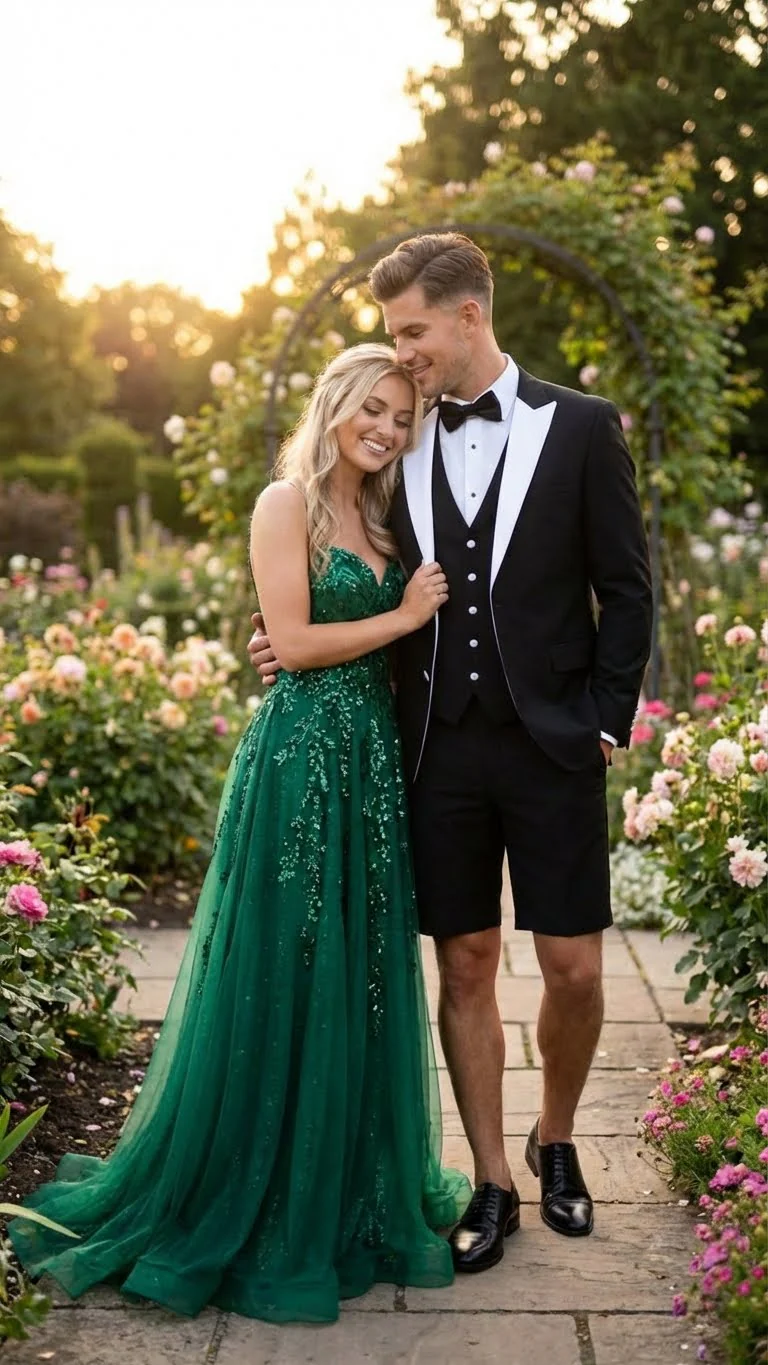 Men’s Black and White Tuxedo Shorts Suit – Modern Formal Tuxedo with Short Pants for Wedding, Party and Special Events - Image 2