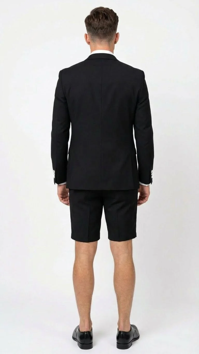 Men’s Black and White Tuxedo Shorts Suit – Modern Formal Tuxedo with Short Pants for Wedding, Party and Special Events - Image 4