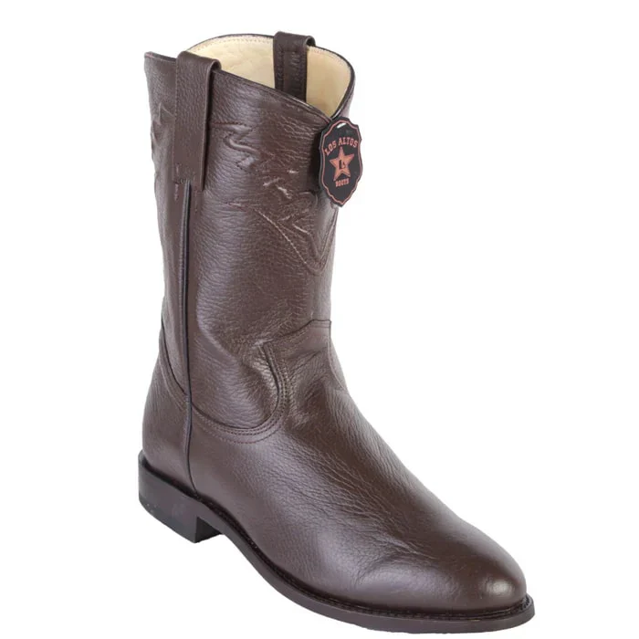 Men’s Black/Brown Elk Leather Cowboy Boots – Los Altos Roper Boots - Image 2