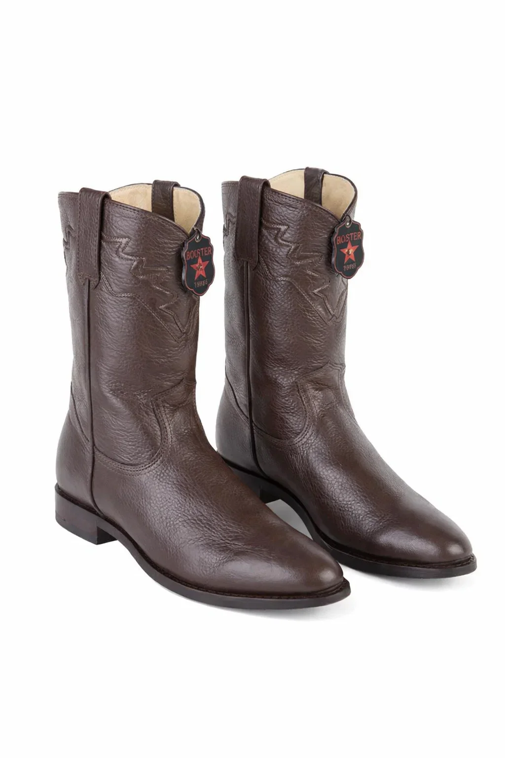 Men’s Black/Brown Elk Leather Cowboy Boots – Los Altos Roper Boots - Image 7