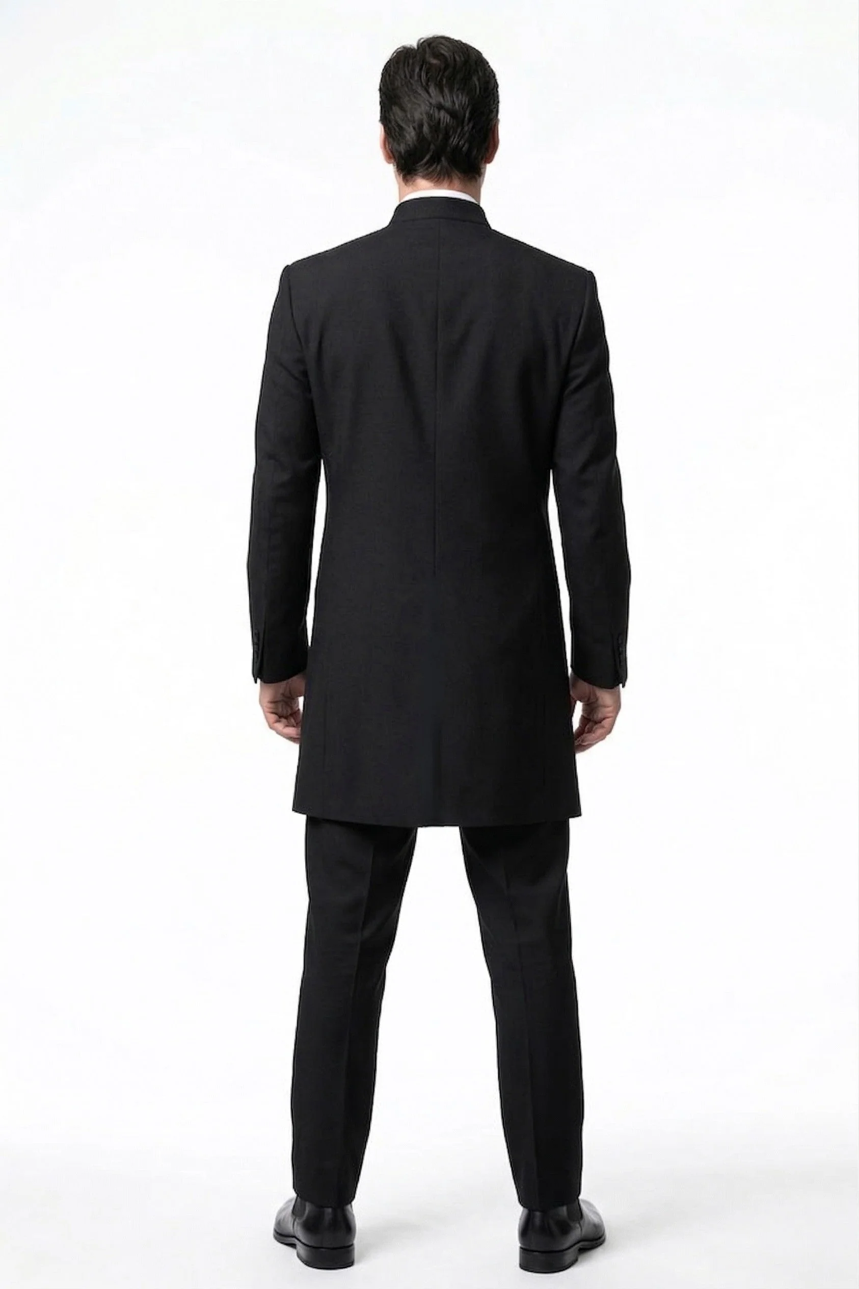 Men’s Black Coat Matrix Keanu Reeves Inspired Long Coat – Classic Mandarin Collar Formal Overcoat, Stylish Winter Trench Coat, Neo Style Jacket - Image 2
