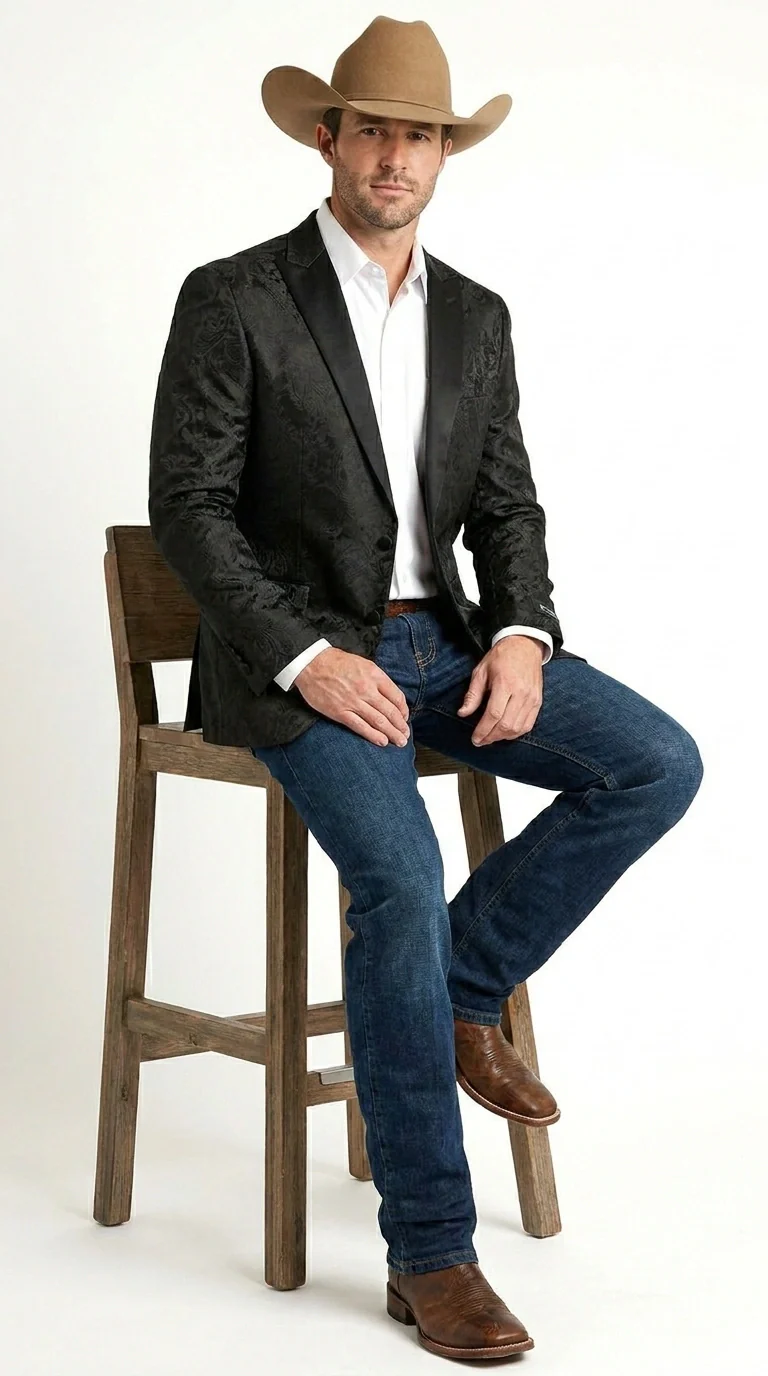Men’s Black Paisley Western Cowboy Blazer – Classic Western Style Formal Jacket, Elegant Country Blazer Coat - saco para vaquero - Image 5