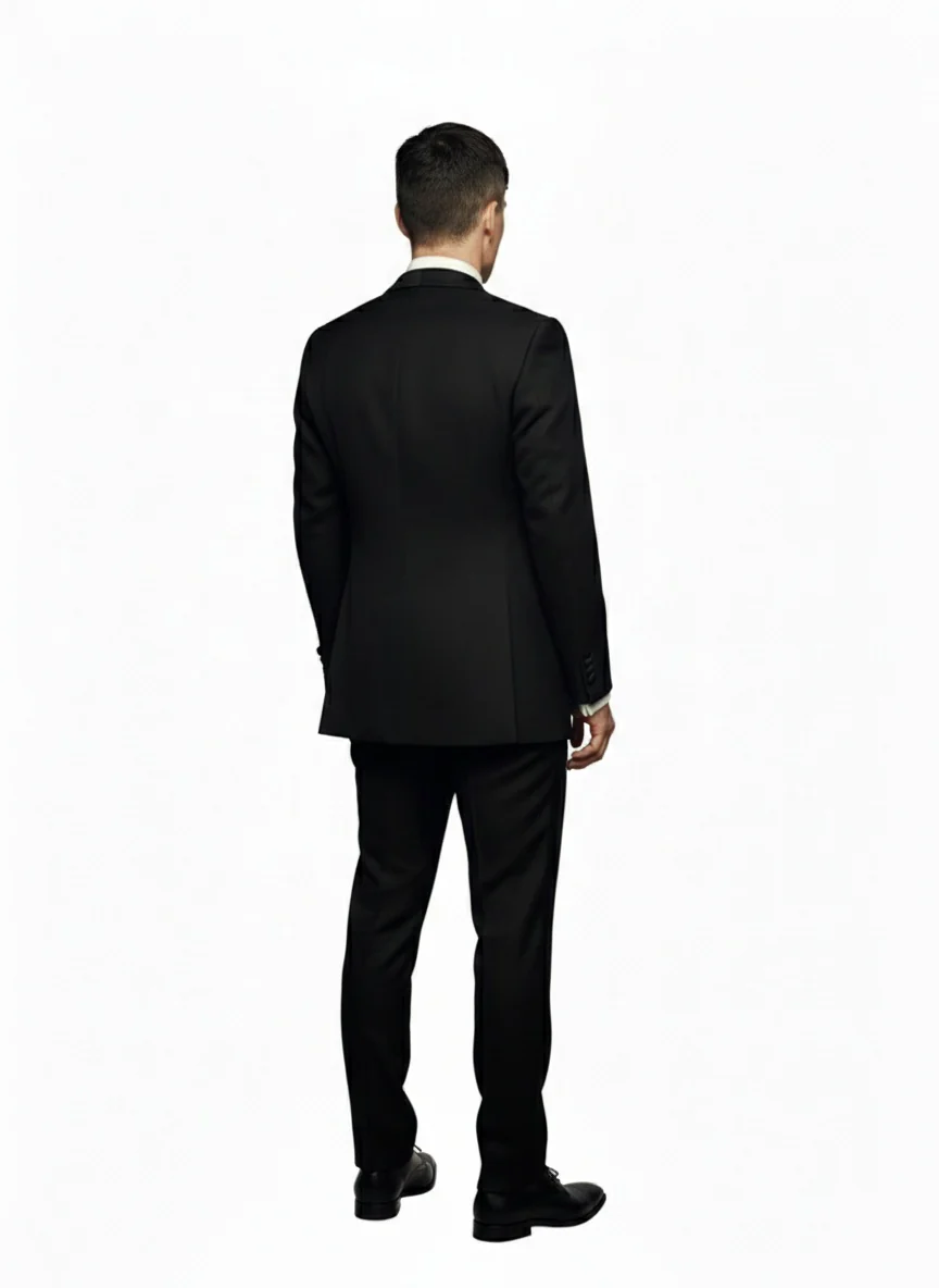 Men’s Black Peaky Blinders Style Three-Piece Tuxedo Suit – Classic Formal Suit with Blazer and Waistcoat Peak Lapel 1920s Style - Image 3
