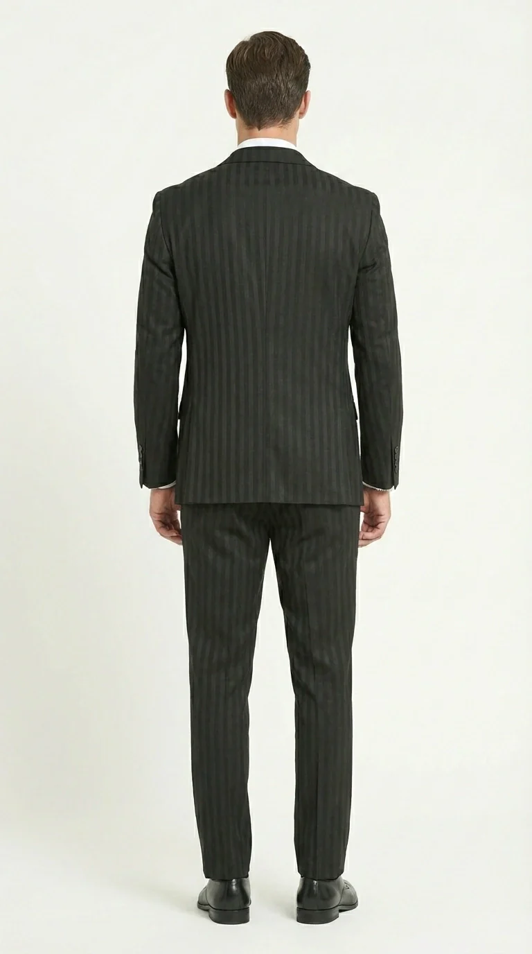 Men’s Black Pinstripe 3 Piece Suit – Vested Formal Business Suit for Wedding, Office, Prom and Party Wear - Image 4