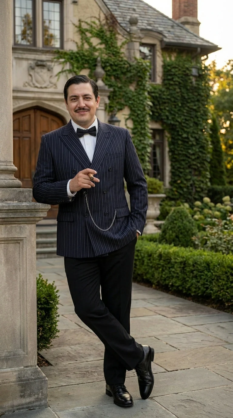 Men’s Black Pinstripe Blazer Gomez Addams Inspired Jacket – Vintage Double Breasted Formal Blazer, Classic Party Costume Wear, Elegant Evening - Image 10