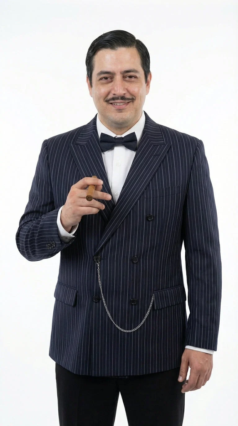 Men’s Black Pinstripe Blazer Gomez Addams Inspired Jacket – Vintage Double Breasted Formal Blazer, Classic Party Costume Wear, Elegant Evening - Image 4