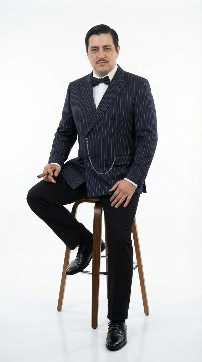 Men’s Black Pinstripe Blazer Gomez Addams Inspired Jacket – Vintage Double Breasted Formal Blazer, Classic Party Costume Wear, Elegant Evening - Image 5