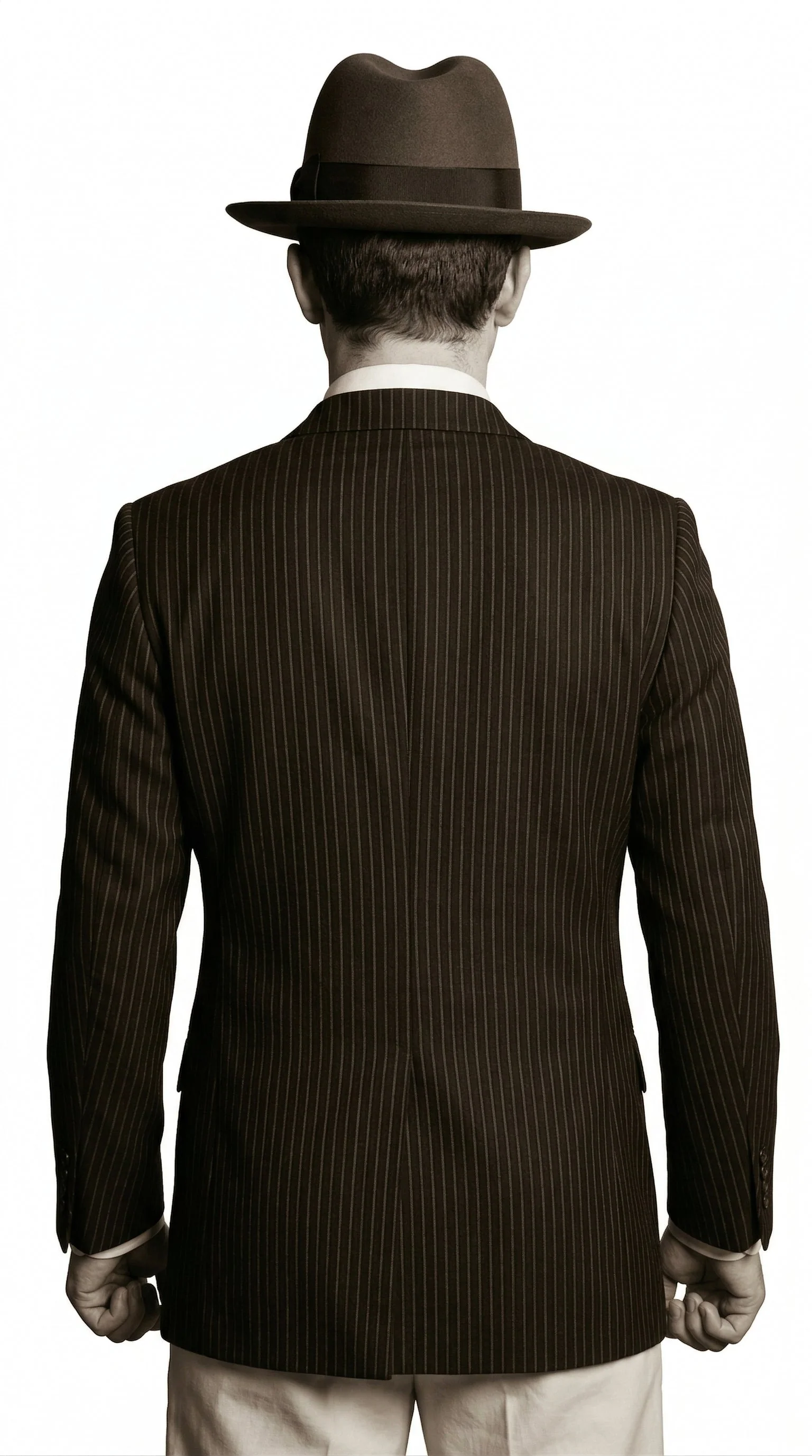 Men’s Black Pinstripe Blazer with White Pants 1920s Gangster Mob Boss Style Suit – Double Breasted Vintage Formal Jacket, Classic Party Costume Wear - Image 2