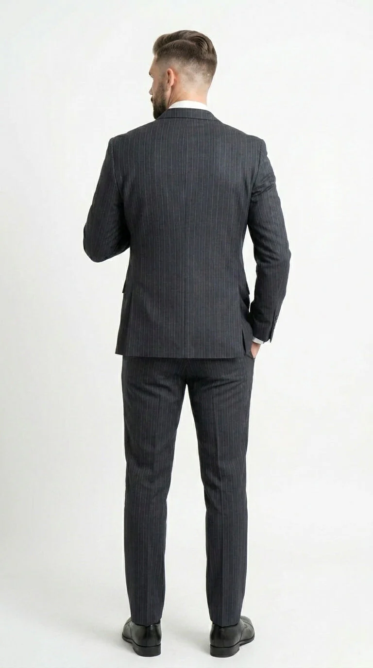 Men’s Black Pinstripe Double Breasted Suit – Classic Formal Business Suit Office and Evening Wear Modern Fit Conservative pattern - Image 2