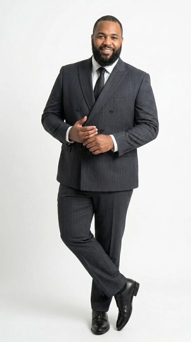 Men’s Black Pinstripe Double Breasted Suit – Classic Formal Business Suit Office and Evening Wear Modern Fit Conservative pattern - Image 9