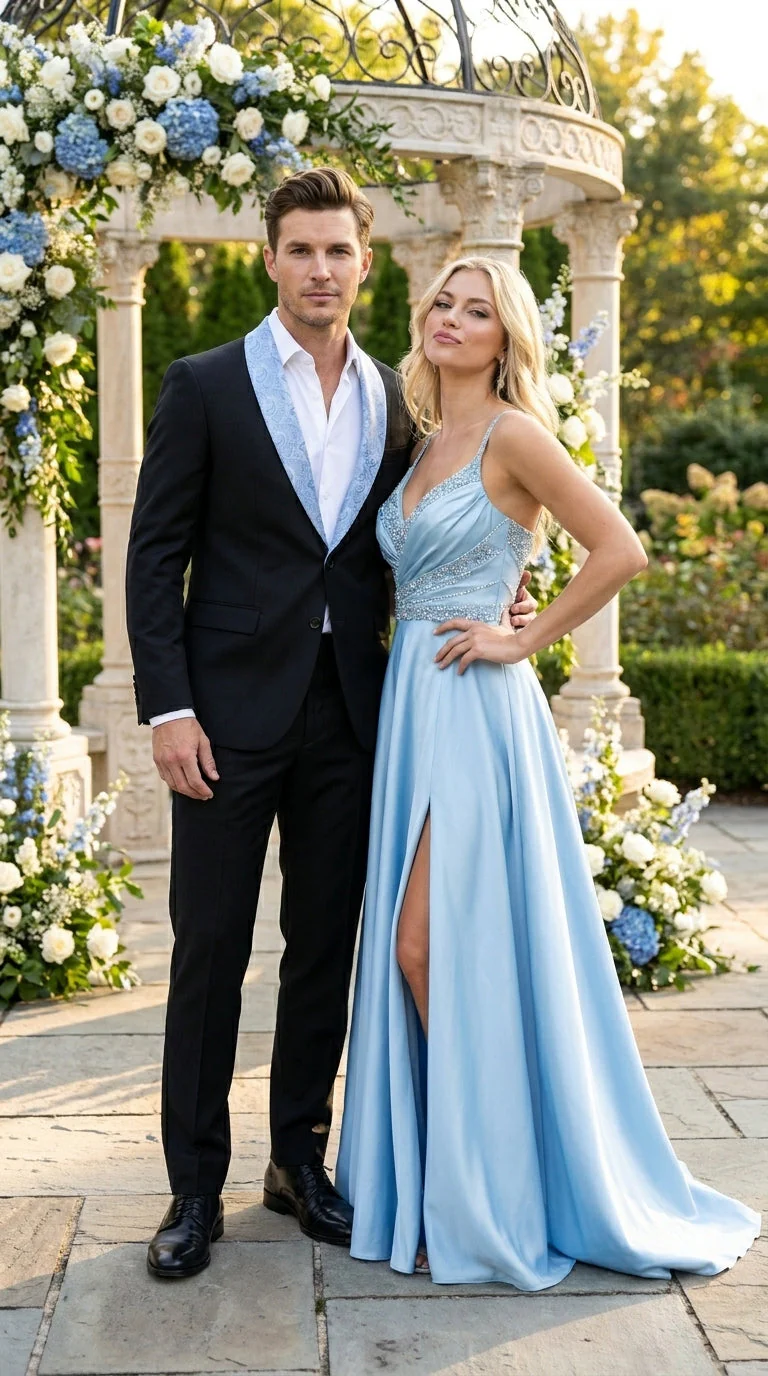 Men’s Black Suit with Light Blue Lapel – Modern Formal Tuxedo Style Suit for Wedding, Prom, Party and Sky Powder Blue Color - Image 7