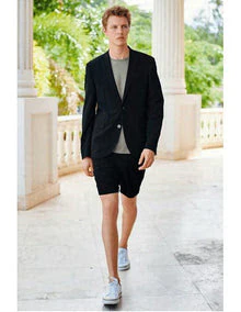 Men’s Black Summer Business Suit with Shorts Pants Set - Image 11