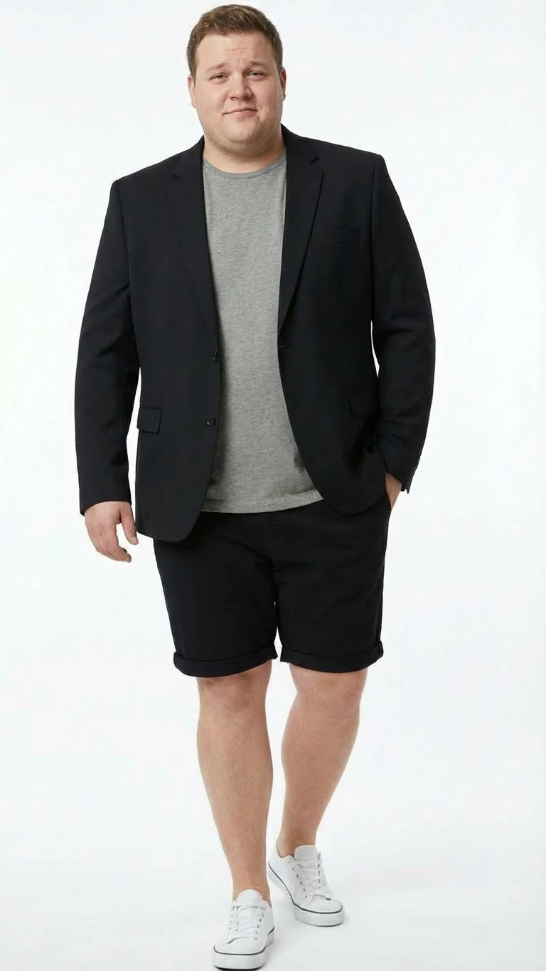 Men’s Black Summer Business Suit with Shorts Pants Set - Image 8