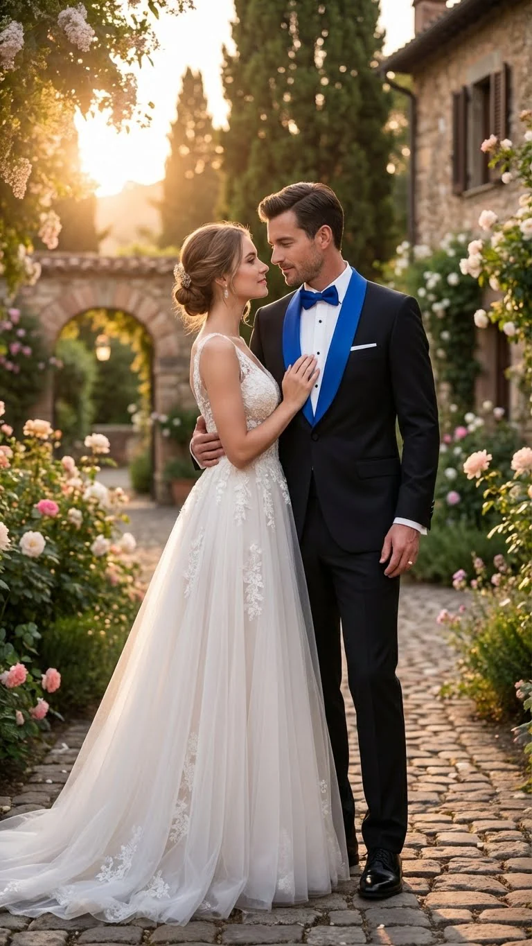 Men’s Black Tuxedo with Royal Blue Shawl Lapel | Modern Formal Dinner Jacket Suit + Pants for Weddings, Proms - Image 7