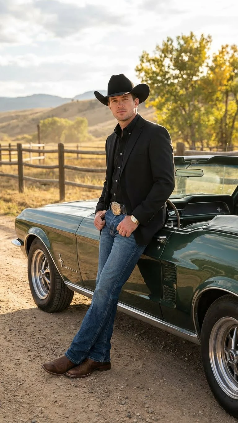 Men’s Black Western Blazer Jacket, Classic Cowboy Style Sport Coat for Casual Formal Wear - Image 7