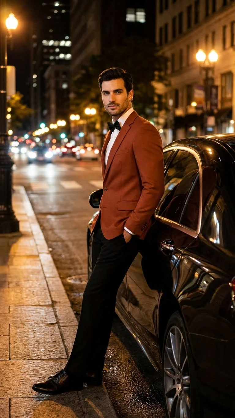 Men’s Brick Copper Rust Color  Blazer – Slim Fit Formal and Party Wear Jacket in Burnt Orange Sport Coat - Image 6