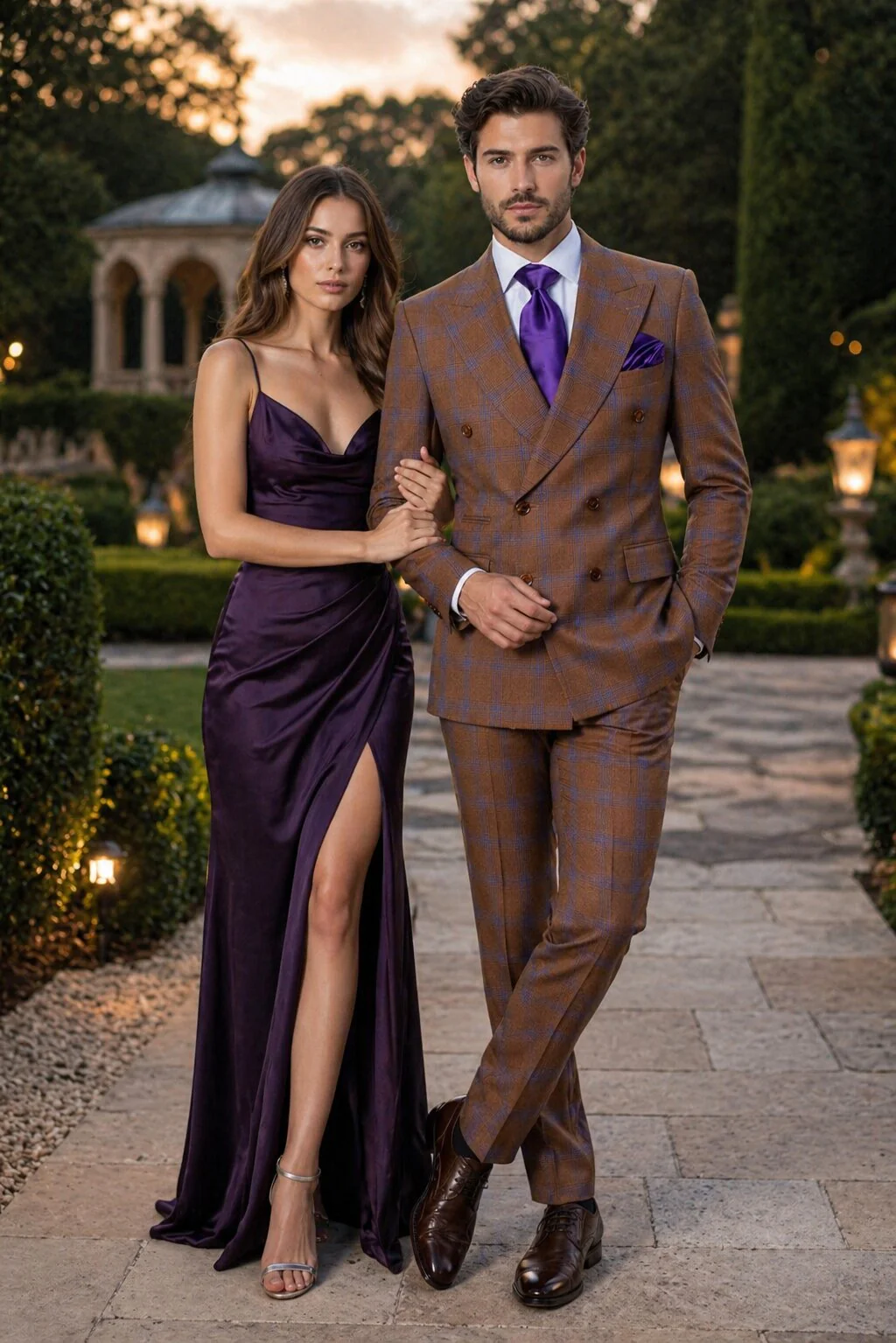 Men’s Brown Plaid Double-Breasted Suit – Premium 2-Piece Classic Checkered Windowpane Suit by Rossiman - Image 6