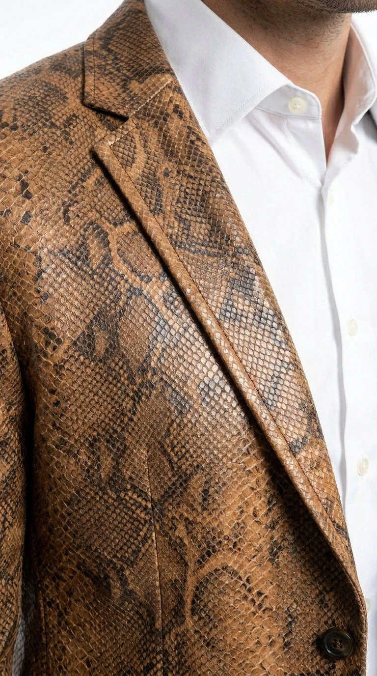 Men’s Brown Snakeskin Pattern Blazer – Stylish Exotic Print Formal Blazer Jacket for Party, Exotic Crocodile Alligator Print - Image 13