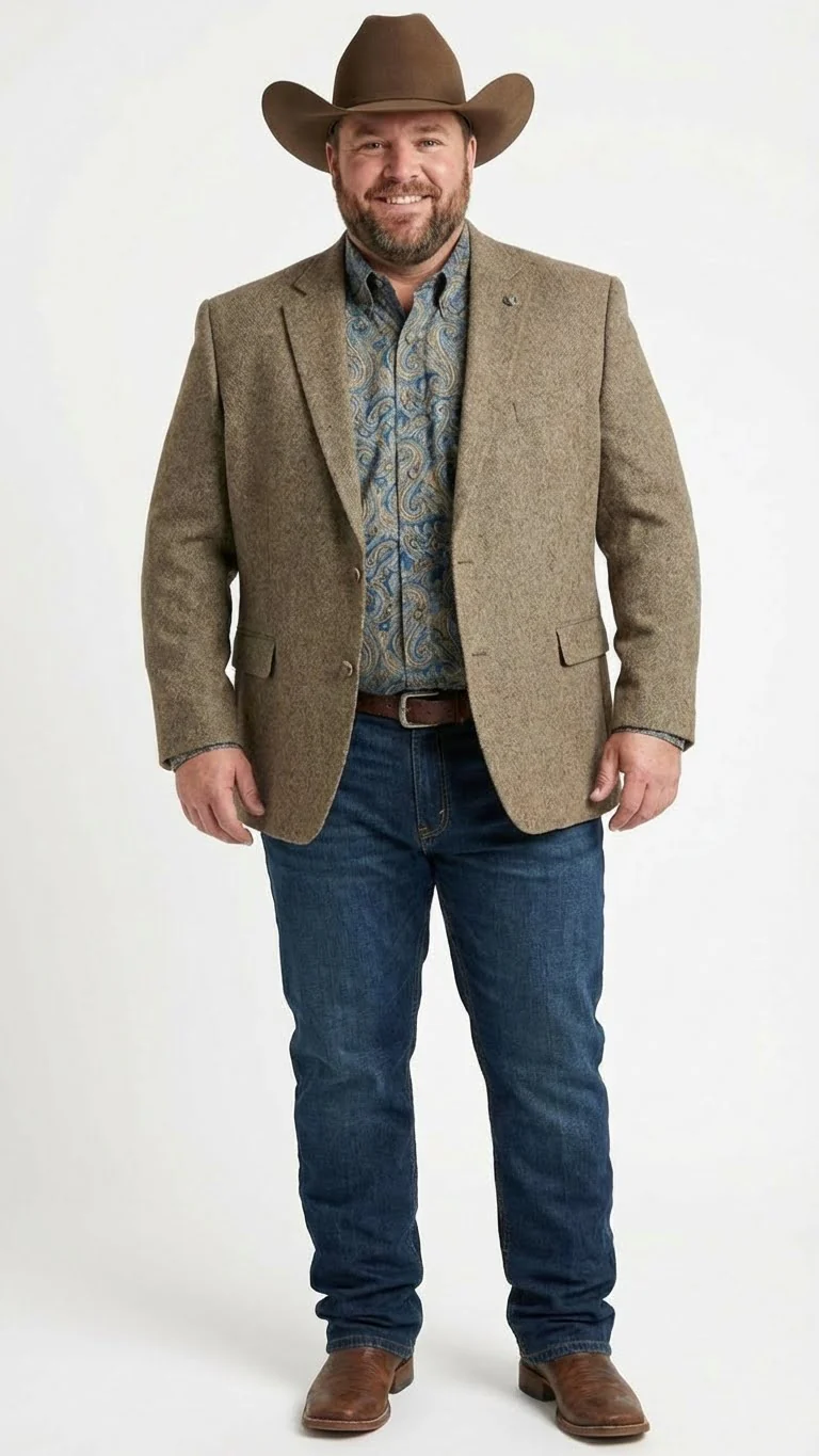 Men’s Brown Taupe Western Blazer Jacket – Classic Cowboy Style Sport Coat for Wedding - Image 7