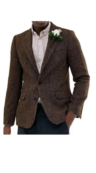 Men’s Brown Western Tweed Herringbone Blazer Jacket – Classic Cowboy Style Sport Coat for Wedding Party - Image 10