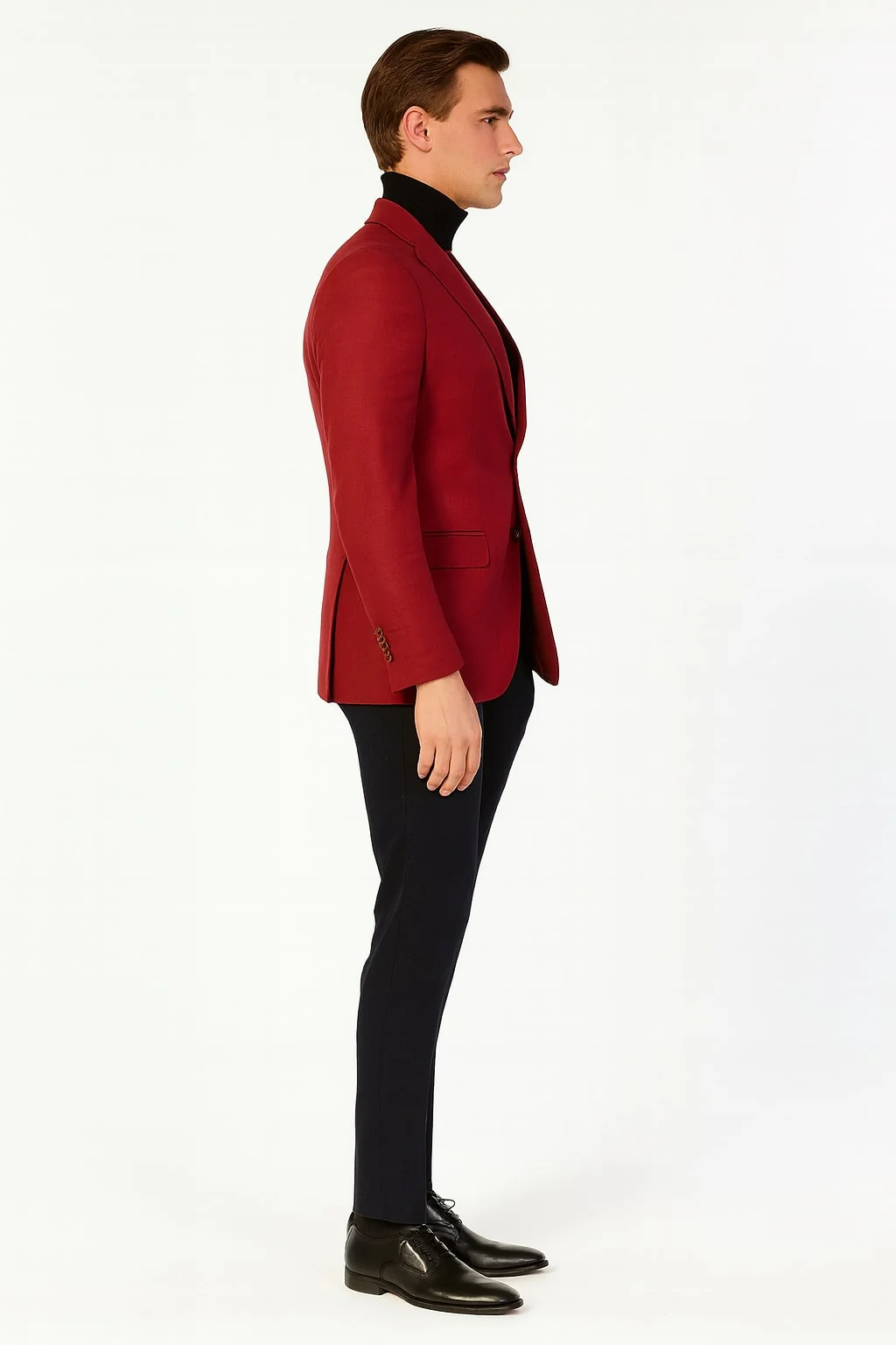 Men’s Burgundy Red - Wine  Two-Button Sport Coat – Stylish Blazer for Business, Parties - Image 3