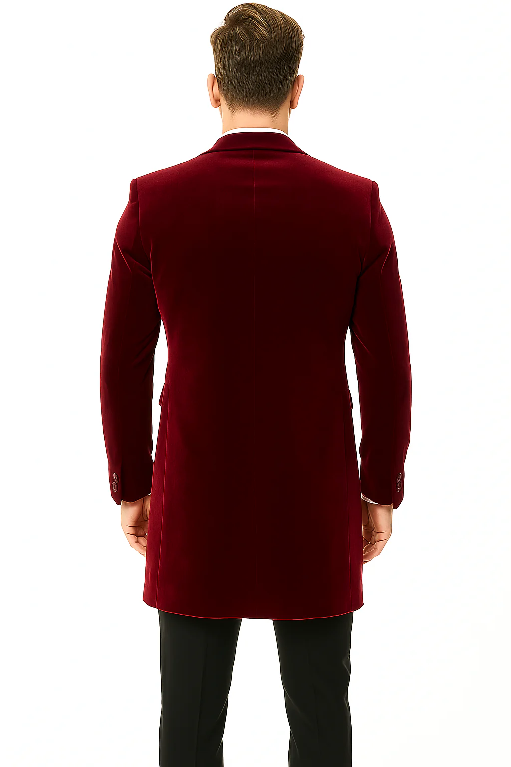 Men’s Burgundy Tuxedo in  Velvet  Long Blazer – Victorian Cutaway Tuxedo  Suit 1920s Gangster Style Long Jacket with Black Pants - Image 6