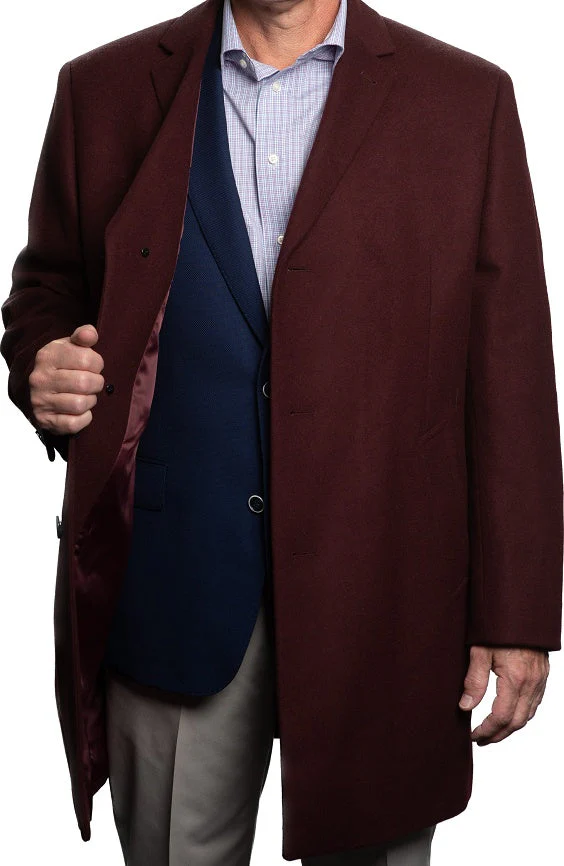 Men’s Burgundy Wool and Cashmere Car Coat – Classic Winter Topcoat for Business and Formal Wear - Image 8