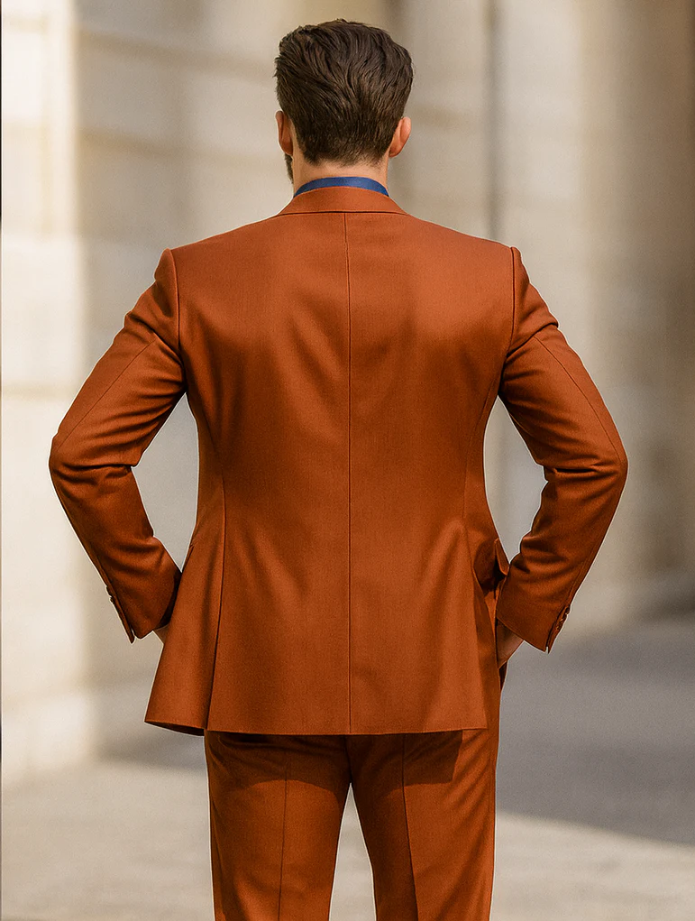 Men’s Burnt Orange 3-Piece Suit with Vest – Stylish Formal Wear - Image 2