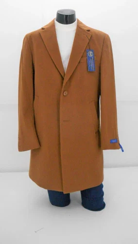 Men’s Camel Brown Wool Top Coat – Classic Long Overcoat for Formal and Casual Wear in rust copper - Image 7