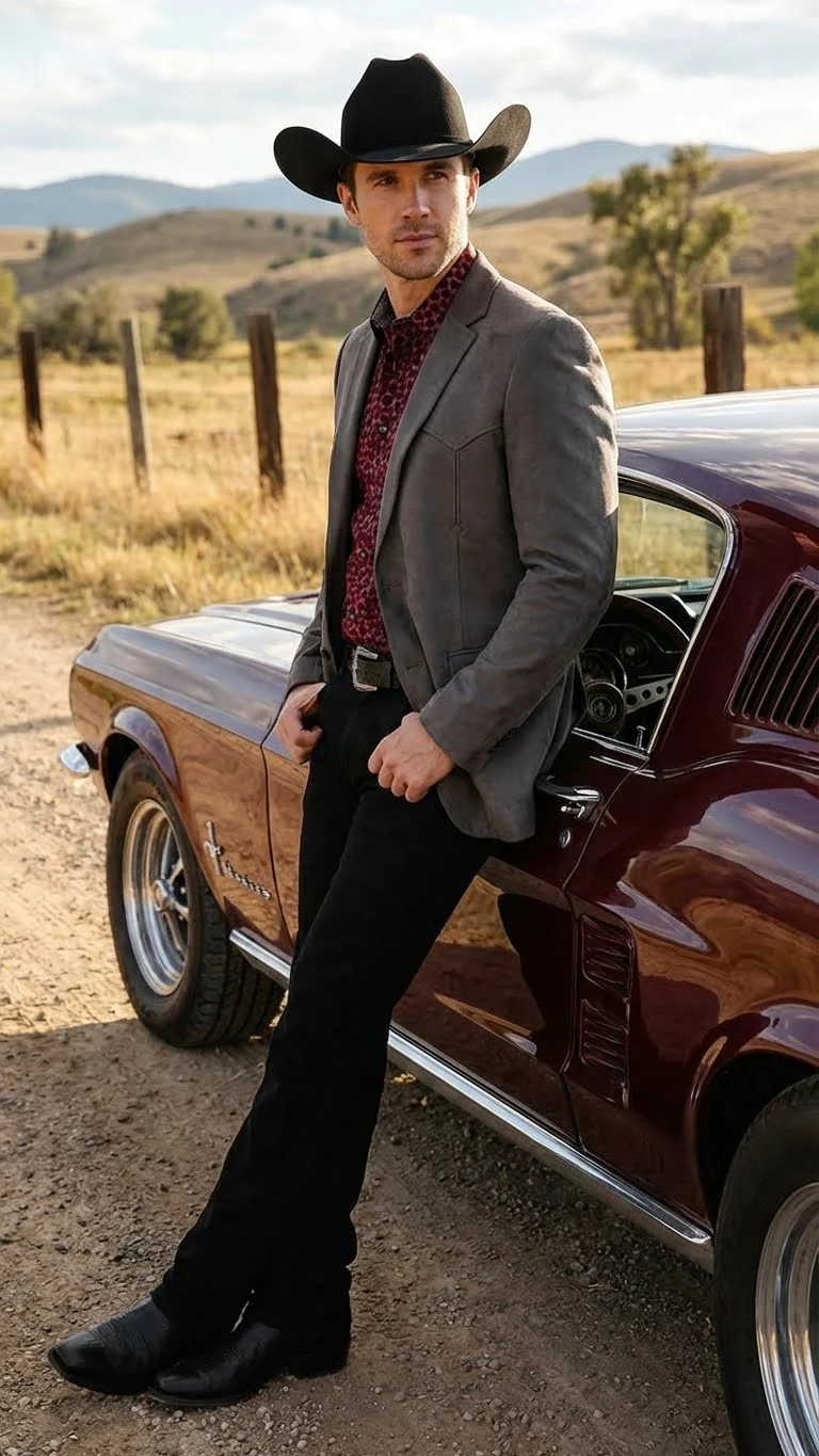Men’s Charcoal Gray Western Faux Suede Blazer – Double Button Cowboy Jacket for Wedding & Party Wear - Image 7