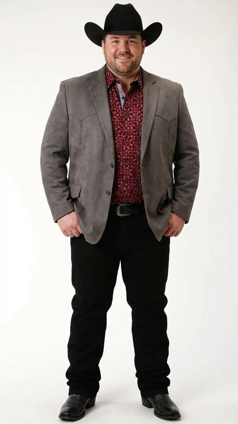 Men’s Charcoal Gray Western Faux Suede Blazer – Double Button Cowboy Jacket for Wedding & Party Wear - Image 9