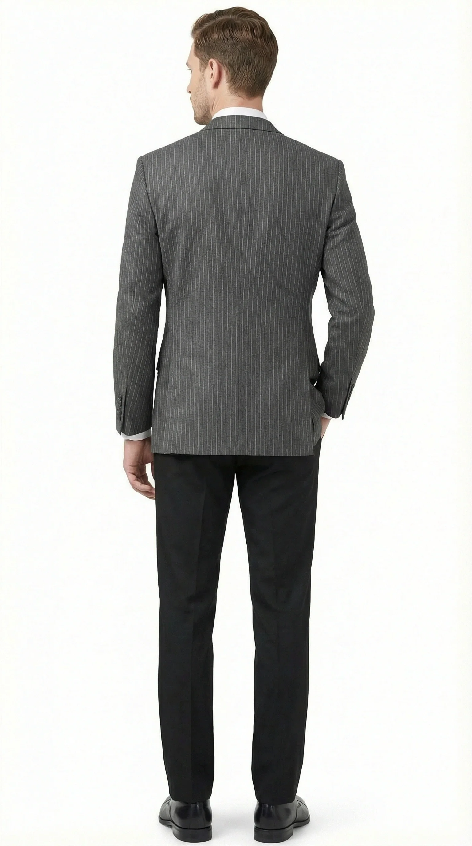 Men’s Charcoal Grey Pinstripe Blazer – Classic Tailored Formal Jacket for Business, Professional Wear Sportcoat - Image 10
